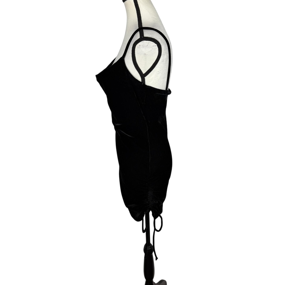 Black Ruched Bodycon Slip Mini Dress Casual Glam Going Out Party Size M - Picture 4 of 10